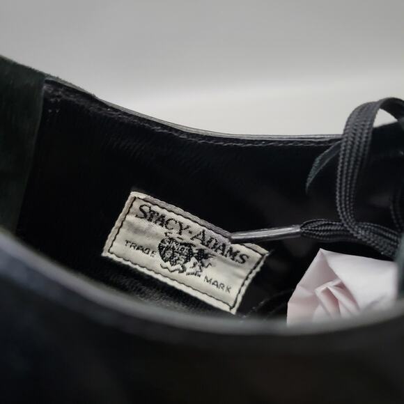 VTG Stacy Adams Madison Oxfords Shoes Mens Size 9.5 D Black Leather Cap Toe